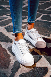 New York Shiny Laces Silver Sneakers