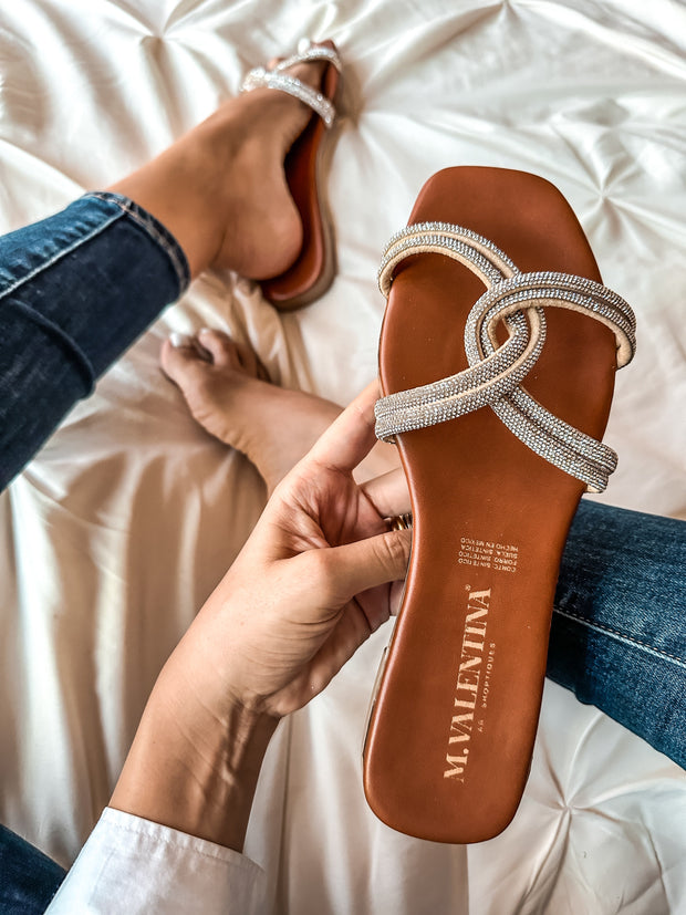 Palm Knot Shiny Nude Sandals