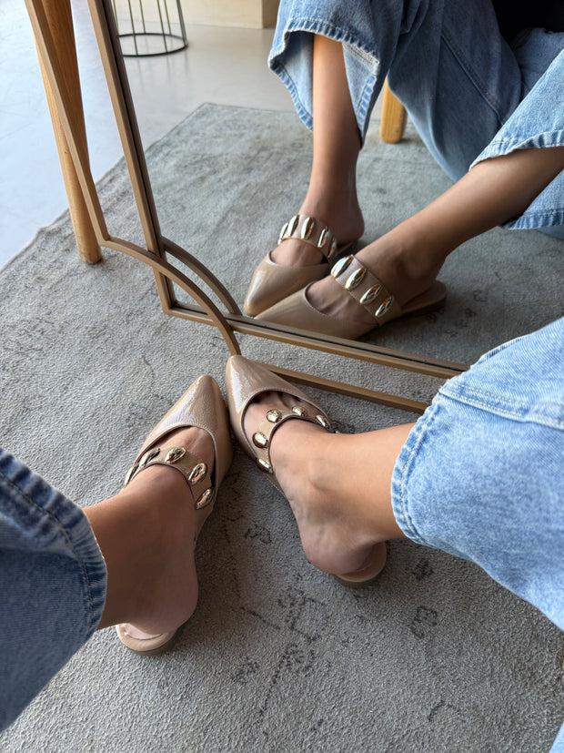 Dakota Nude Charol Mules