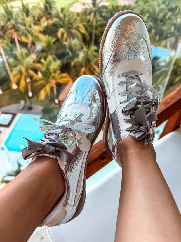 Zebra Charming Silver Sneakers