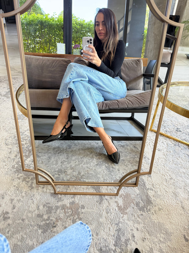 Slingback Black Charol Heels