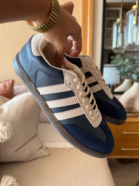 Sporty Blue White Stripe Sneakers