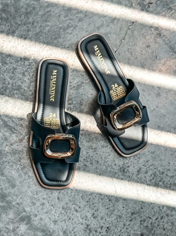 Round Black Sandals