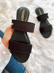 Lagos Shiny All Black Sandals