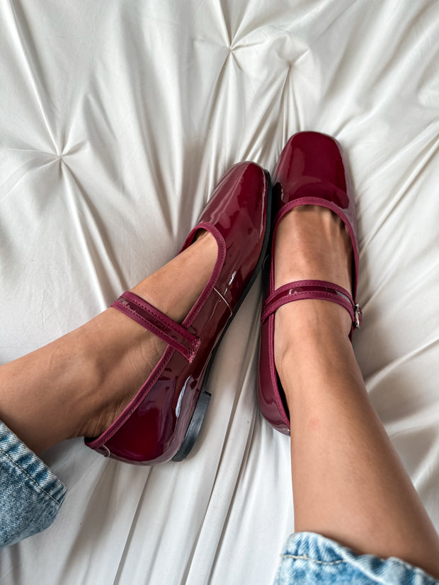Mary Jane Charol Burgundy Flats