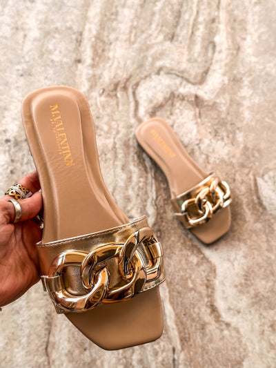 Mary Gold & Chain Sandals