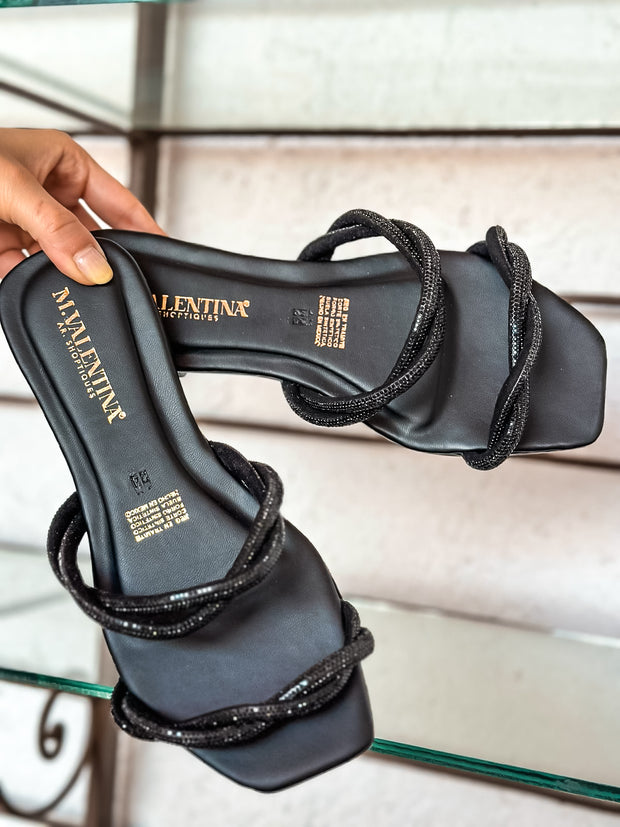 Lagos Braid Shiny Black Sandals