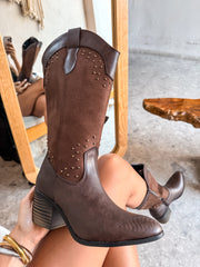 Suede Studs Boots Moka
