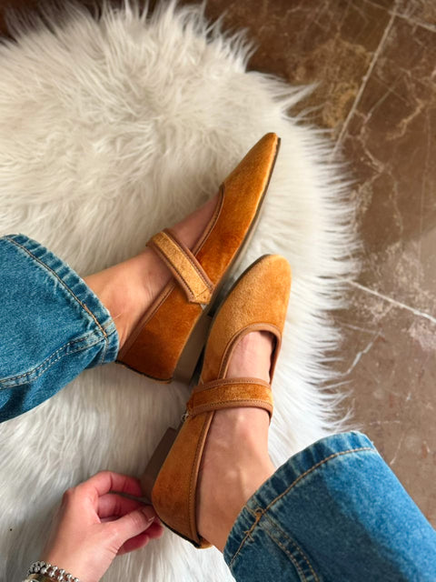 Baltimore Strap Brownish Orange Flats