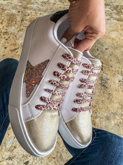 Waldorf Glitter Leopard Laces White Sneakers