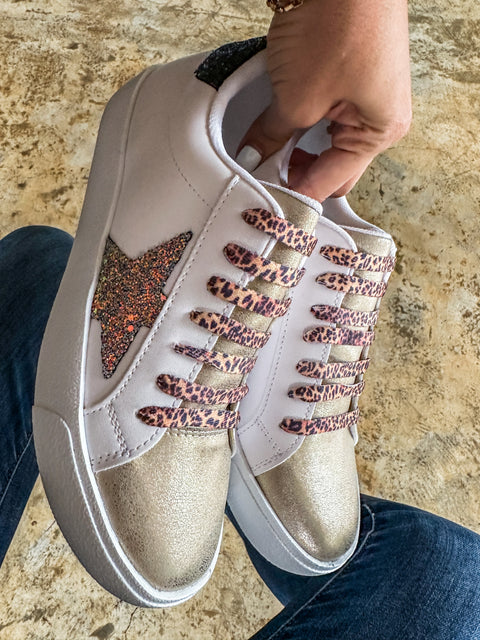 Waldorf Glitter Leopard Laces White Sneakers