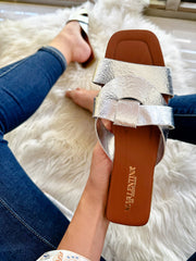 Lizzie Silver & Brown Sandals