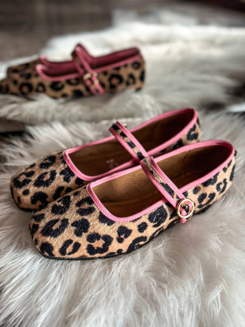 Mary Jane Leopard Pink Balerinas