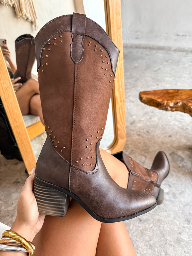 Suede Studs Boots Moka