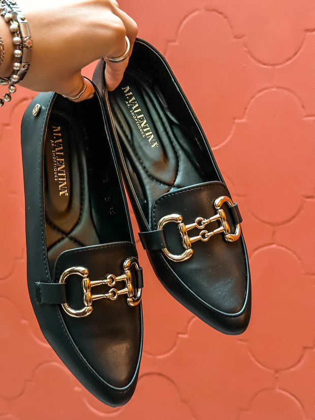 Bali Double Gold Iron Black Flats