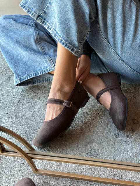 Mary Jane Suede Ferrero Balerinas