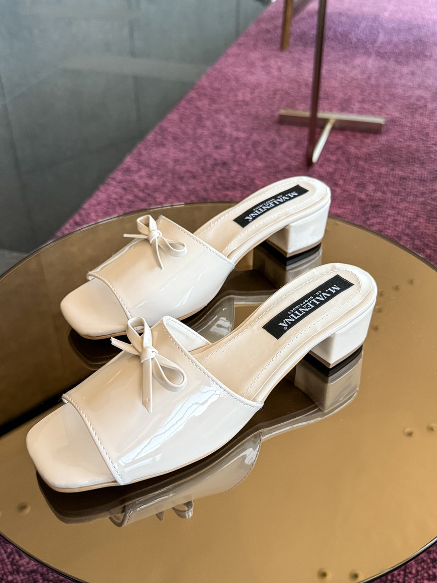 Anastasia Heels Mini Lace Latte Charol