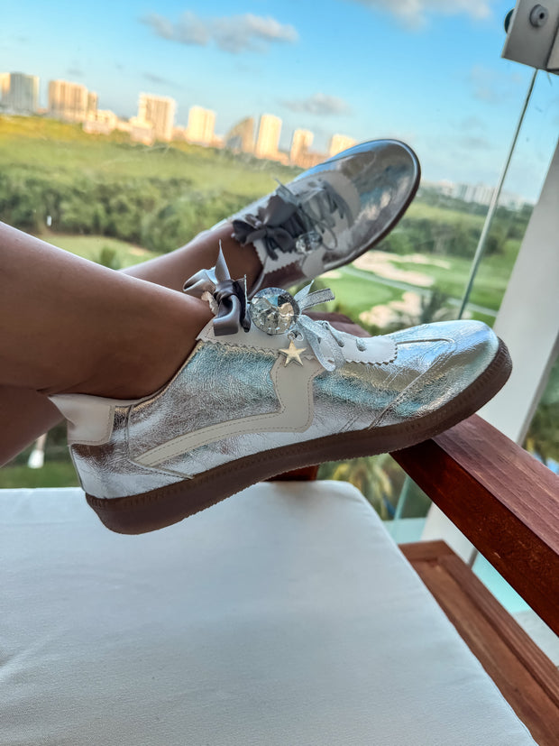 Zebra Charming Silver Sneakers