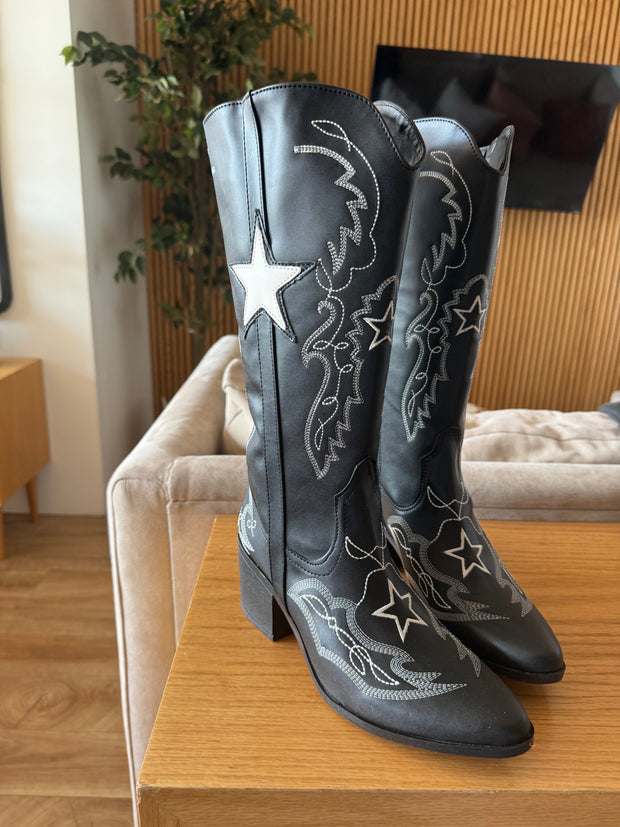 West Star Black Tejido en Ivory Boots