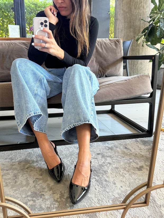 Slingback Black Charol Heels