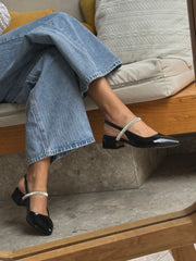 Mia Heels Tira Brillantes Tacón mini Negro