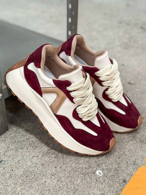 Valkiria Burgundy & Latte Sneakers