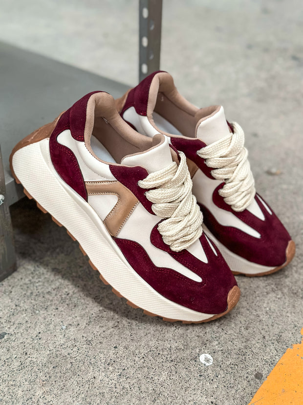 Valkiria Burgundy & Latte Sneakers