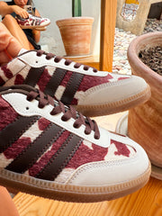 Burgundy Cow Sneakers Sporty
