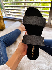 Lagos Shiny Black Steel Sandals