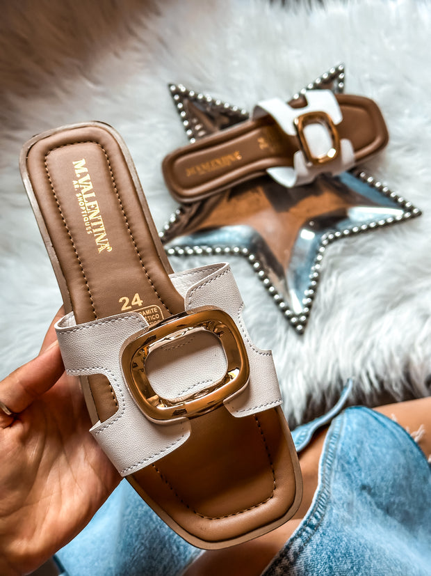 Round White Sandals