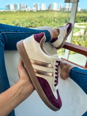 Sporty Burgundy Metallic Sneakers
