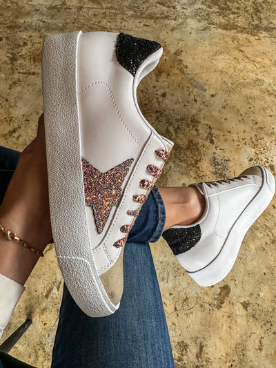 Waldorf Glitter Leopard Laces White Sneakers