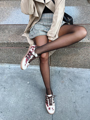 Burgundy Cow Sneakers Sporty