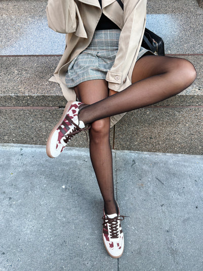 Burgundy Cow Sneakers Sporty