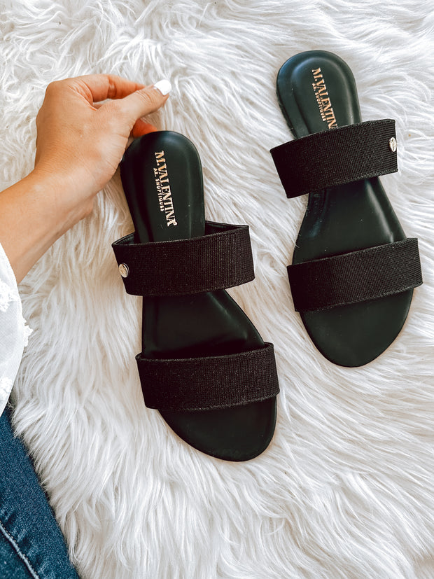 Lagos Shiny All Black Sandals