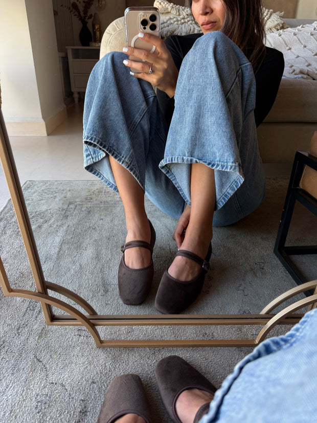 Mary Jane Suede Ferrero Balerinas