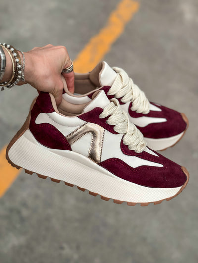 Valkiria Burgundy & Latte Sneakers