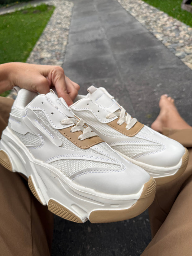 New York Sneakers Ivory detalles Camel