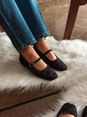Mary Jane Flores Black Balerinas