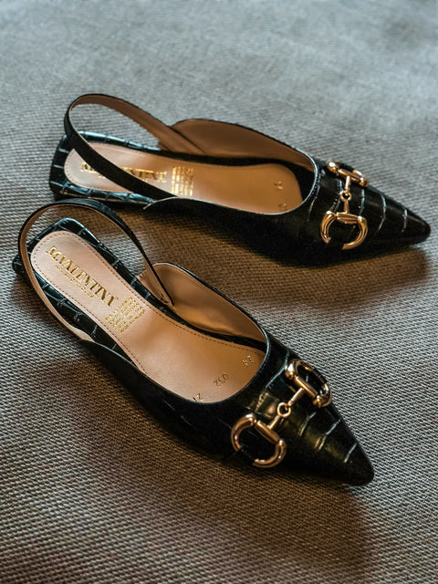 Gia Slingback Coco Black Flats