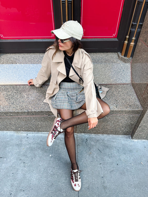 Burgundy Cow Sneakers Sporty
