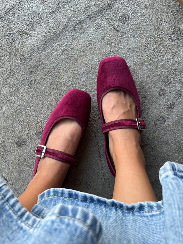 Mary Jane Suede Vino Balerinas