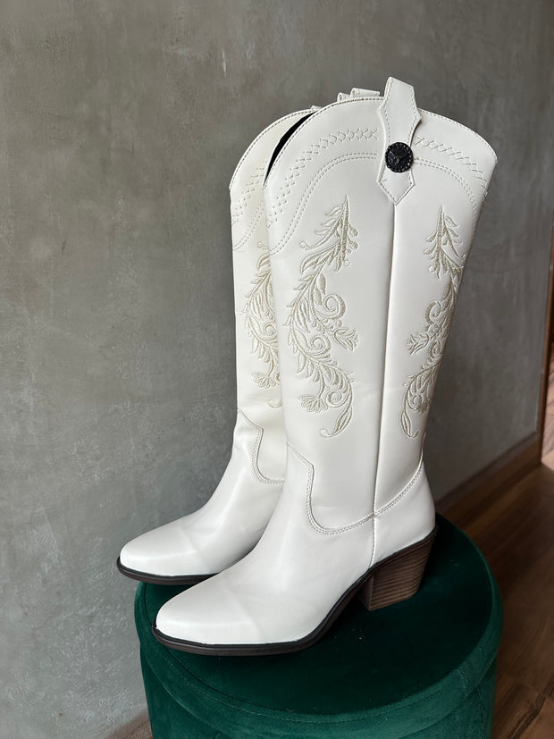 Antigua Boots Bordado flores Ivory