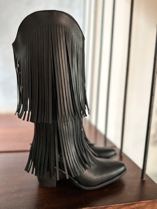 Fringe Black Boots