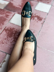 Bali Double Gold Iron Black Flats
