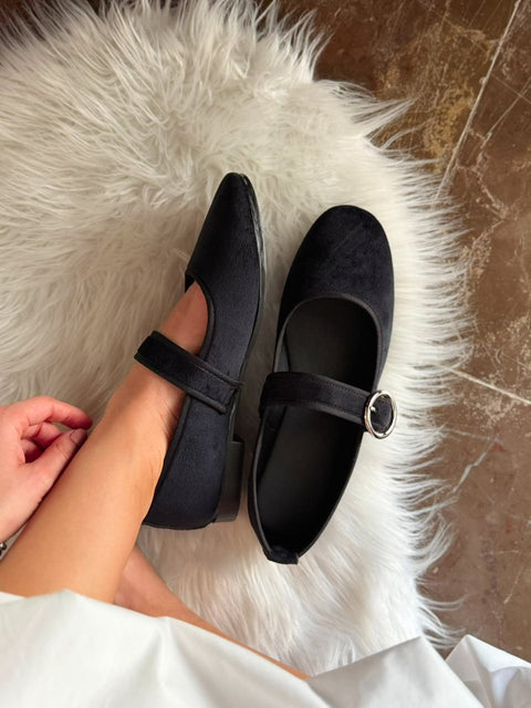 Baltimore Strap Black Flats
