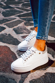 New York Shiny Laces Silver Sneakers