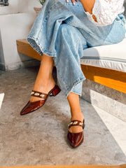 Mia Heels con cinto Tacón mini Vino