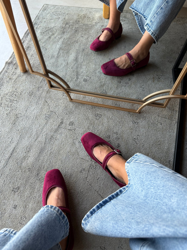 Mary Jane Suede Vino Balerinas