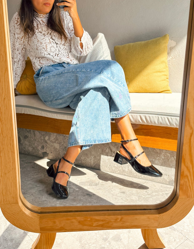 Mia Heels Mary Jane Tacón mini Negro